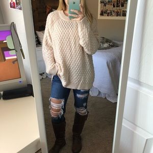 Oversized Light Blush Pink 💗 Crew Neck Sweater